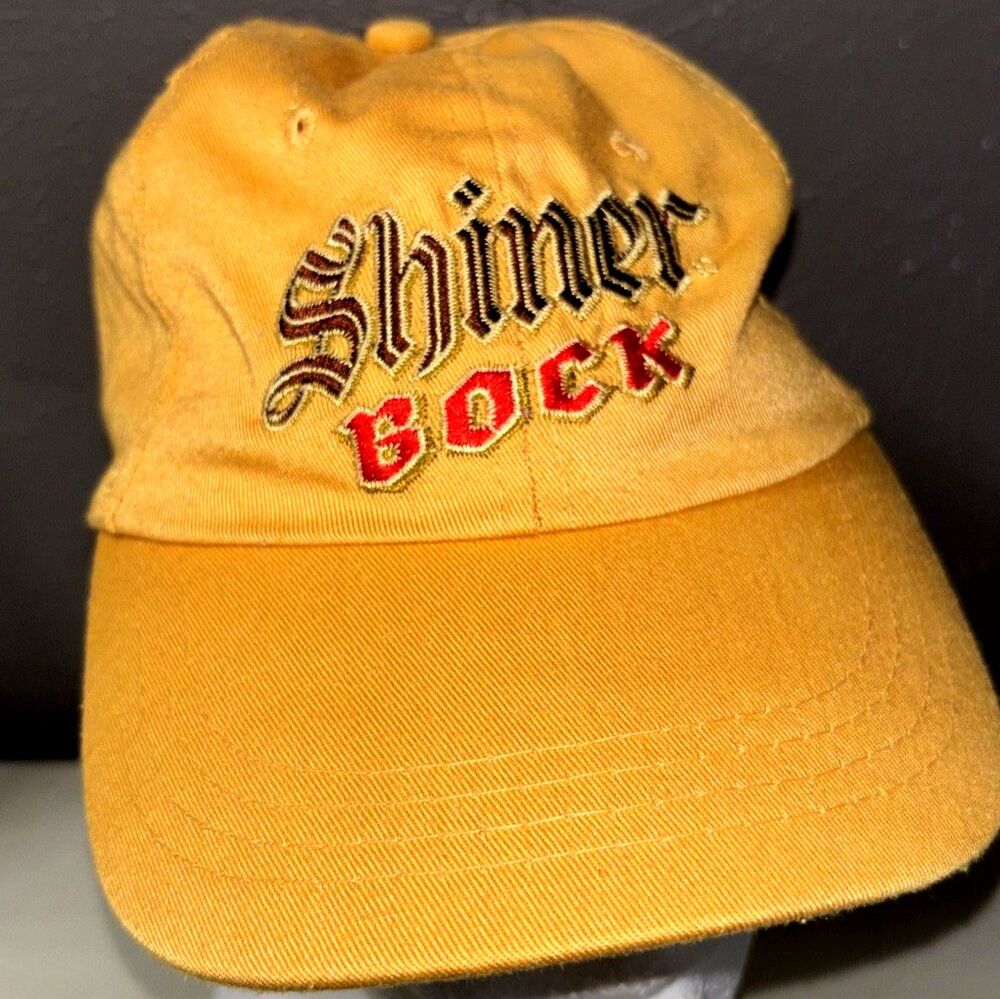 Shiner Bock Hat Cap Strap Back Yellow Beer Advertising Embroidered Baseball Mens